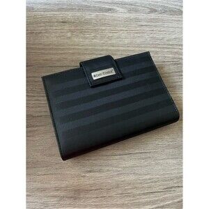DAY-TIMER Black Striped Vinyl 6-Ring Organizer Binder Planner Cover Snap Close